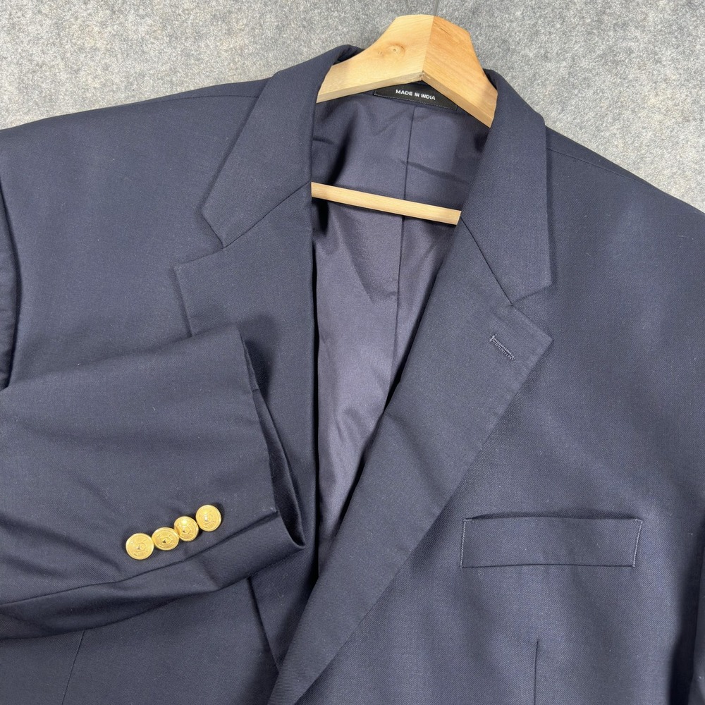 Lauren Ralph Lauren Blazer Mens 46S (Fits 48) Navy Wool Gold Buttons Sport Coat